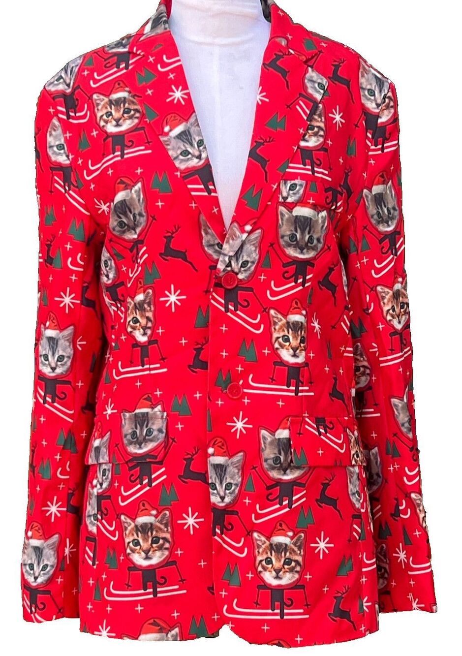 Ugly Christmas Blazer With Cat Size S 34-36